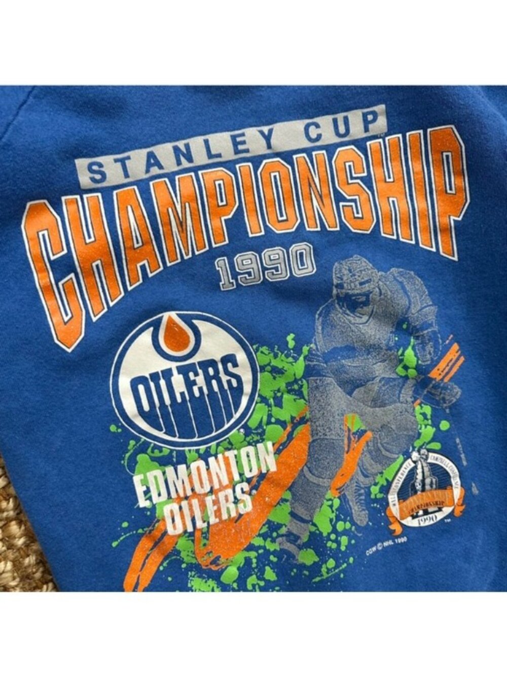 Vintage 1990 Edmonton Oilers Stanley Cup Championship Sweatshirt (Medium)